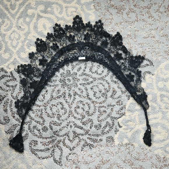 Vintage Nylon Beaded Shoulder Shawl Black - Picture 8 of 8